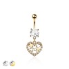 316L SURGICAL STEEL MULTI CZ MULTI HEARTS DANGLE BELLY BUTTON NAVEL RING 